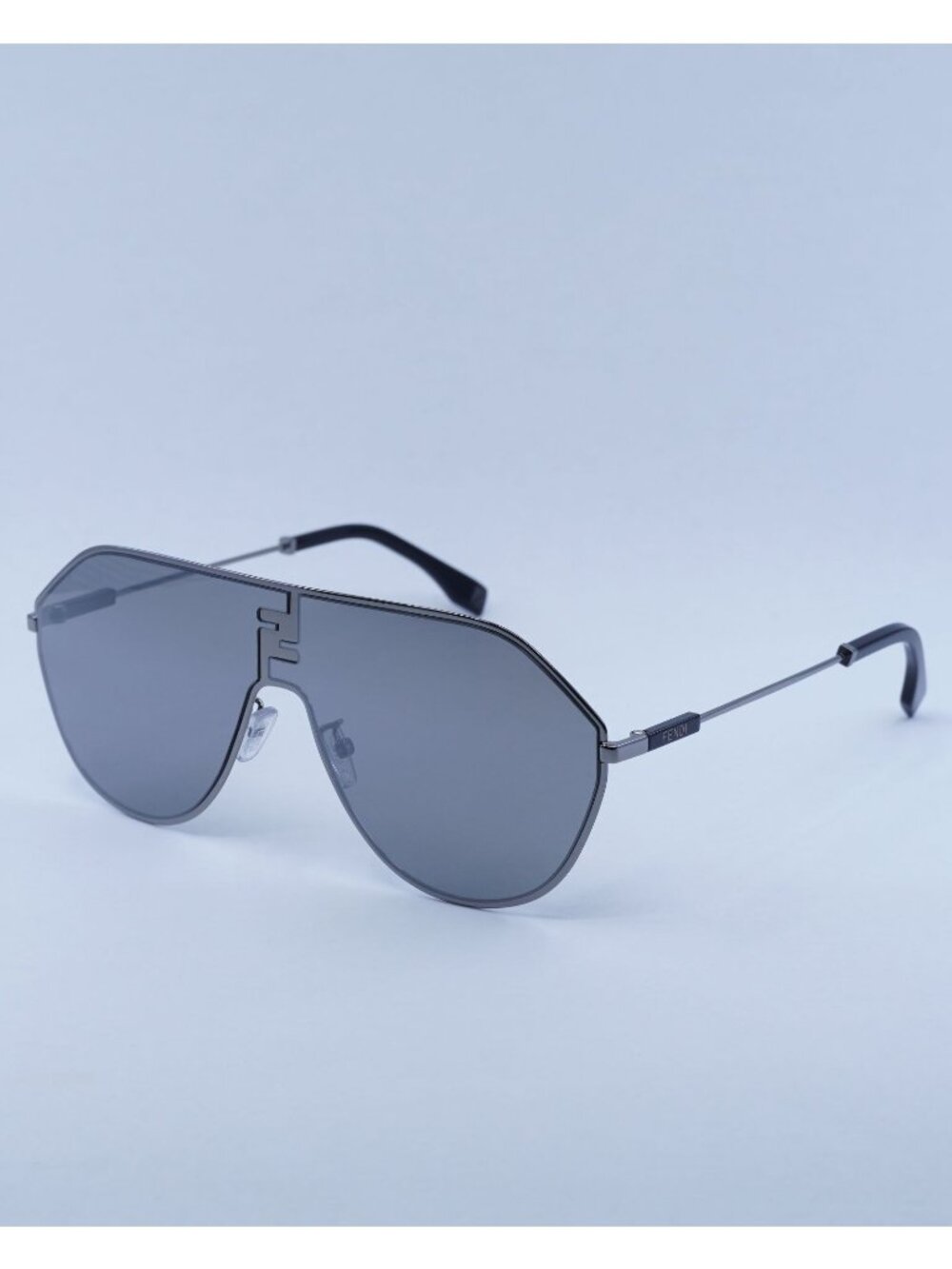 Fendi FE40080U 12C Sunglasses Ruthenium Aviator Frame, Smoke Lenses